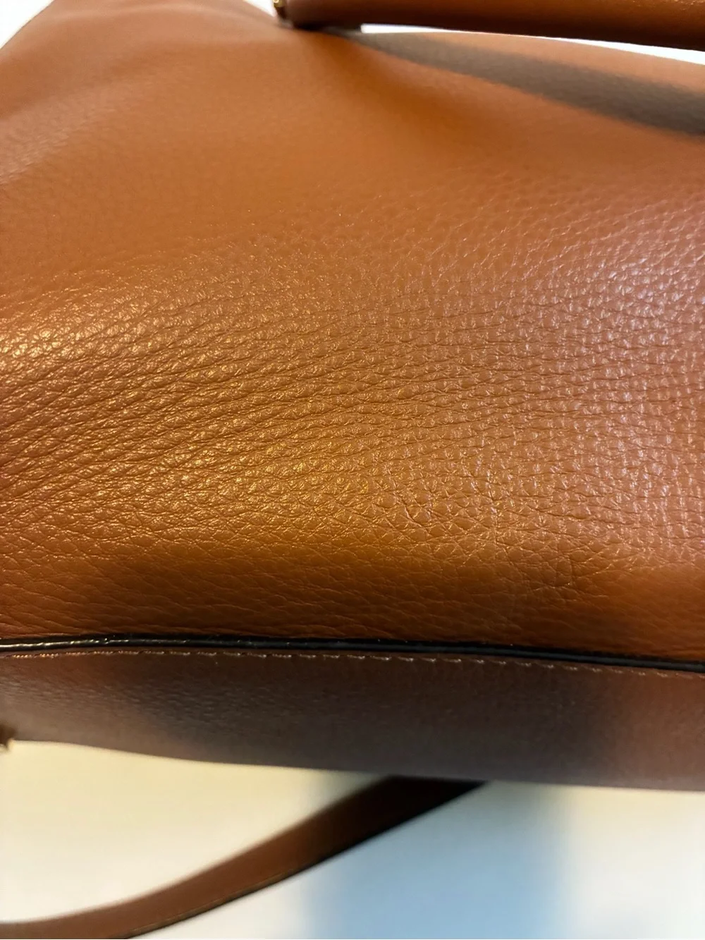 Michael Kors Cognac Leather Satchel with Gold Hardware